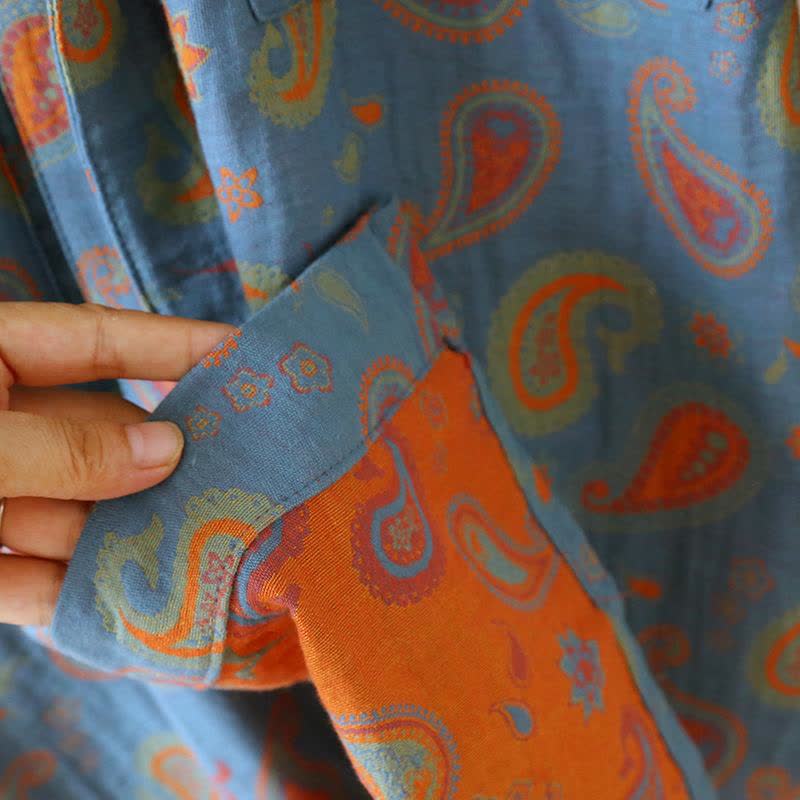 Paisley Cotton Gauze Japanese Kimono Robe - image 6