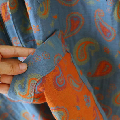 Paisley Cotton Gauze Japanese Kimono Robe - image 6