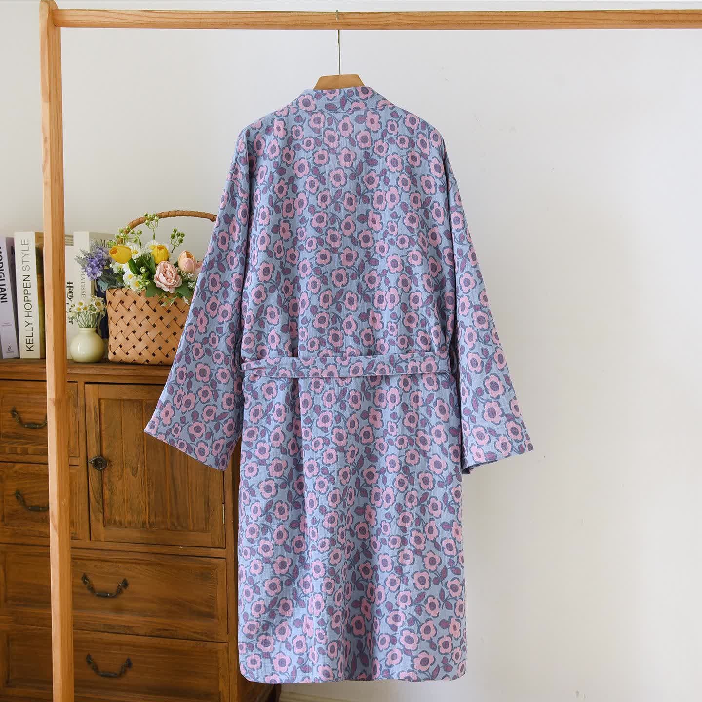 Begonia Cotton Japanese Kimono Robe - image 5