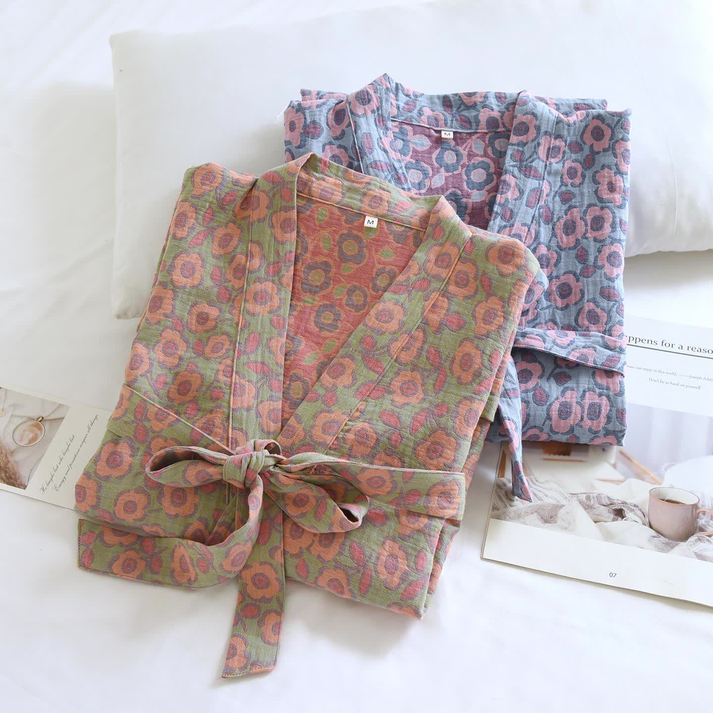 Begonia Cotton Japanese Kimono Robe - image 3