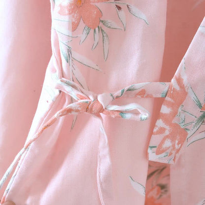 Peach Blossom Cotton Japanese Kimono Robe - image 8
