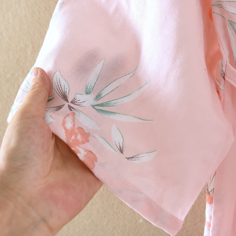 Peach Blossom Cotton Japanese Kimono Robe - image 12