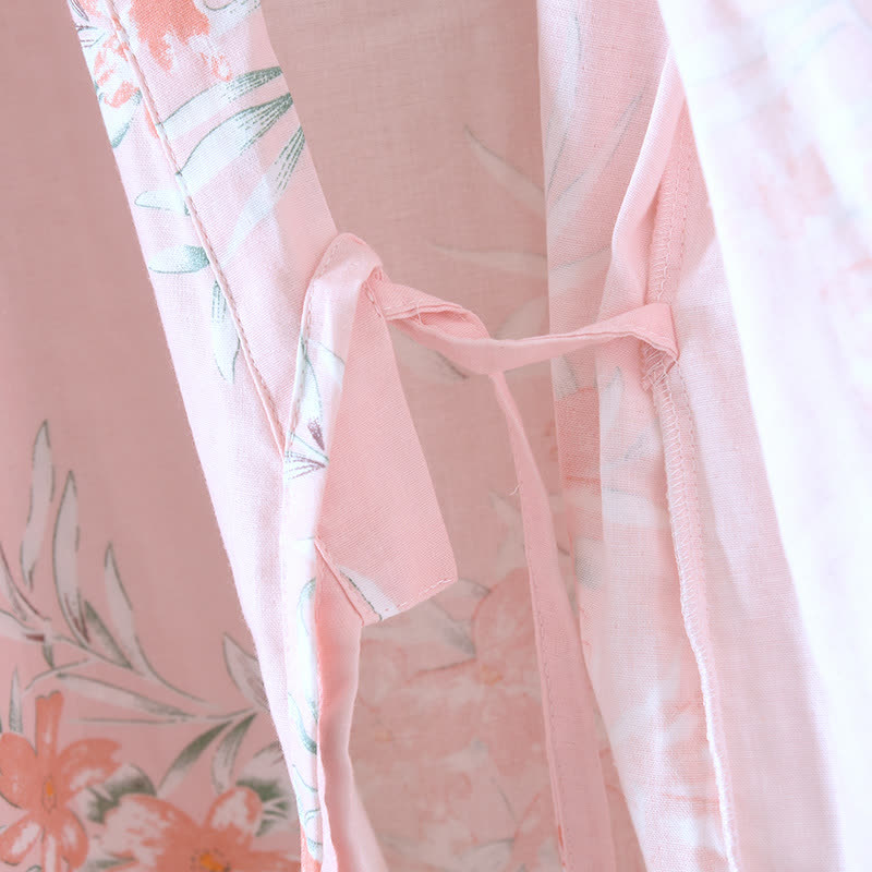 Peach Blossom Cotton Japanese Kimono Robe - image 13