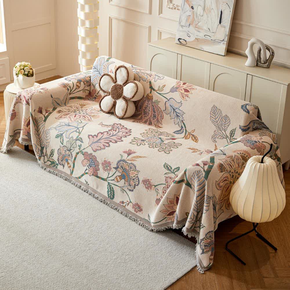 Chenille Bohemian Floral Sofa Throw - image 3