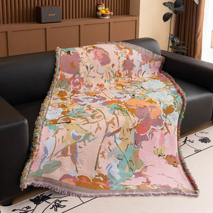 Painterly Floral Cotton Gauze Throw - 51" x 71" - image 1