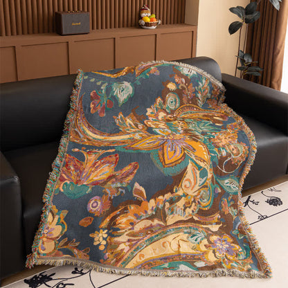 Retro Floral Cotton Gauze Throw - 51" x 71" - image 1