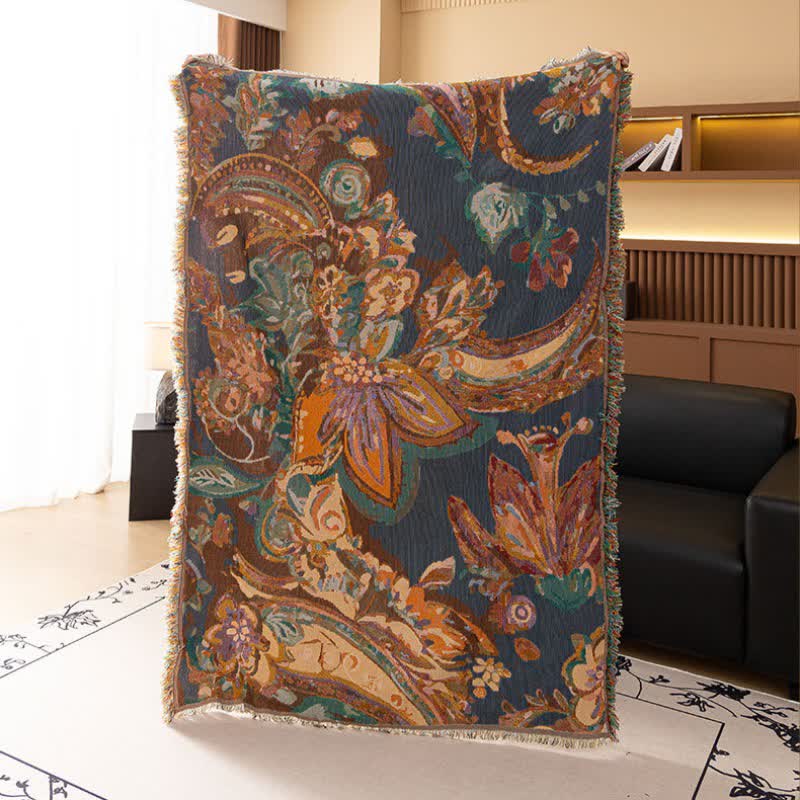 Retro Floral Cotton Gauze Throw - image 2