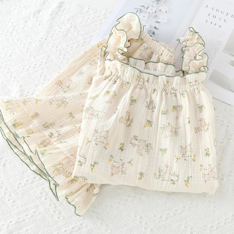 Rustic Bunny Cotton Ruffle Cami Pajamas - image 3