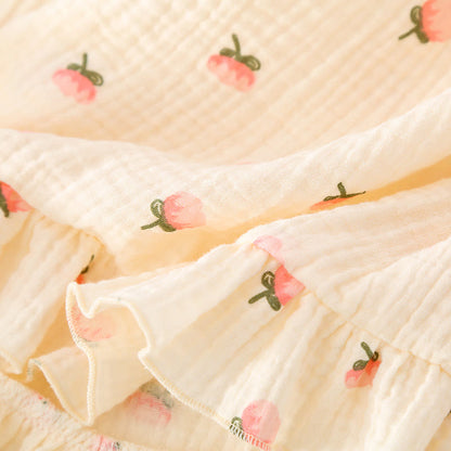 Kapok Flower Cotton Gauze Ruffle Pajamas - image 8