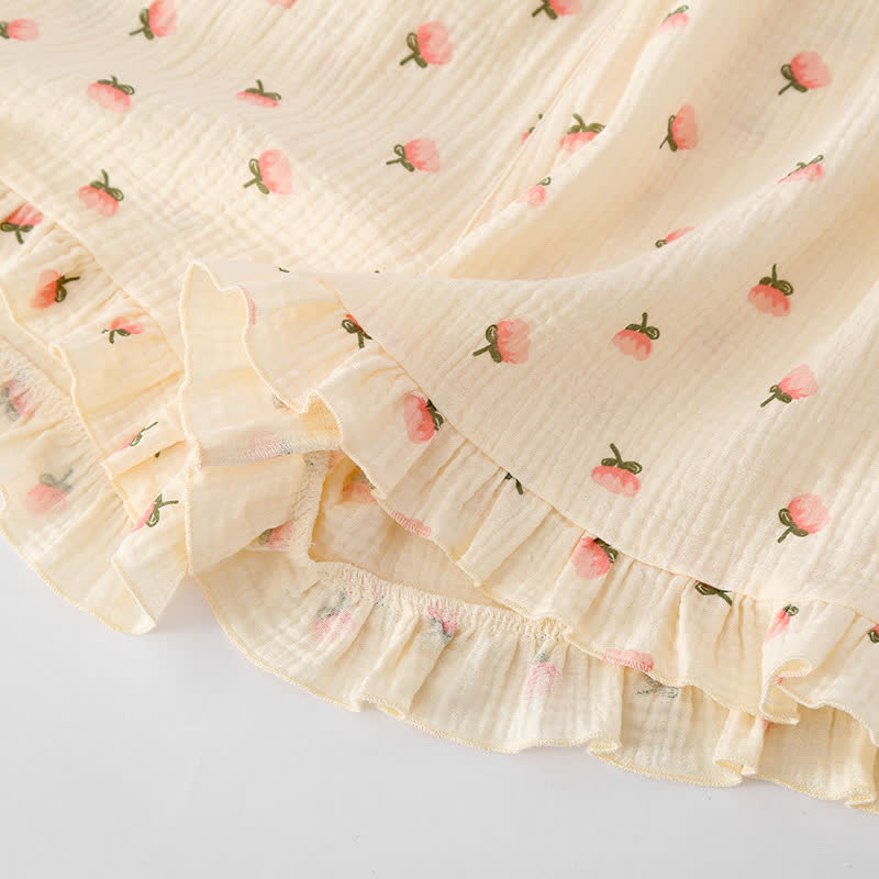 Kapok Flower Cotton Gauze Ruffle Pajamas - image 6