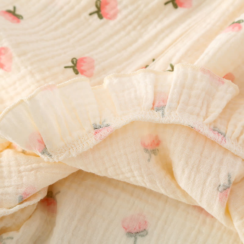 Kapok Flower Cotton Gauze Ruffle Pajamas - image 9