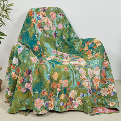 Artistic Rose Cotton Gauze Reversible Blanket - image 1