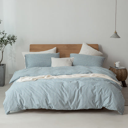 Ownkoti Cotton Plaid Duvet Cover Dorm Bedding Set - image 15