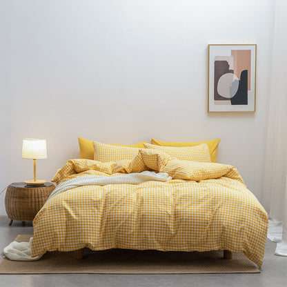 Ownkoti Cotton Plaid Duvet Cover Dorm Bedding Set - image 5