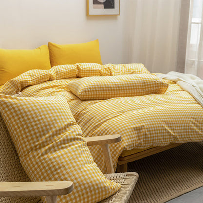 Ownkoti Cotton Plaid Duvet Cover Dorm Bedding Set - image 6