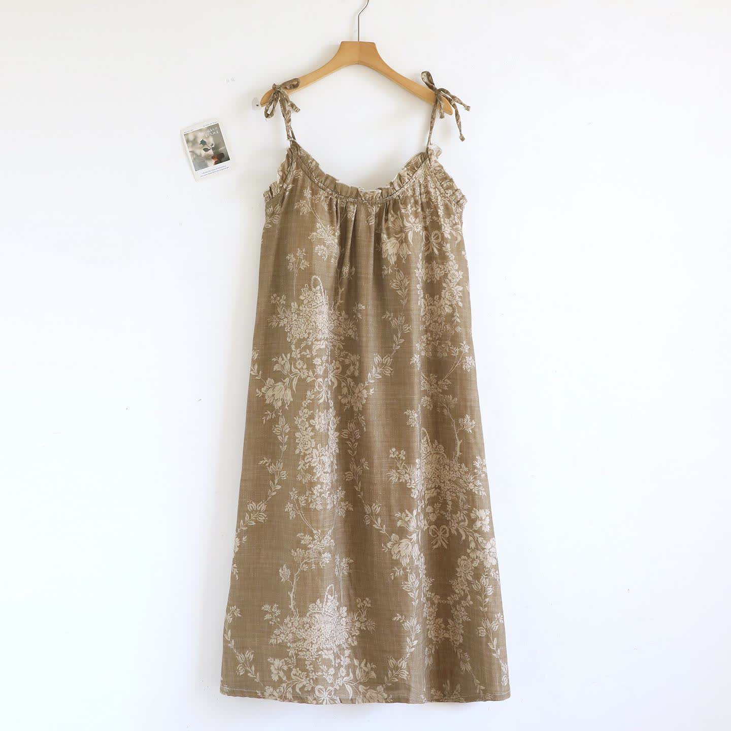 Rose Bow Cotton Padded Cami Nightdress - Brown - XL - image 14