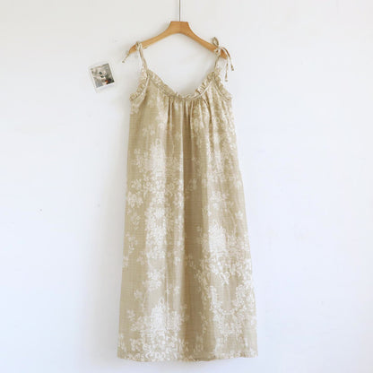 Rose Bow Cotton Padded Cami Nightdress - Khaki - XL - image 15