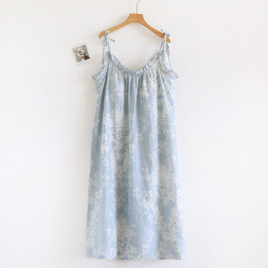 Ownkoti Rose Bow Cotton Padded Cami Nightdress - Blue - XL - image 0