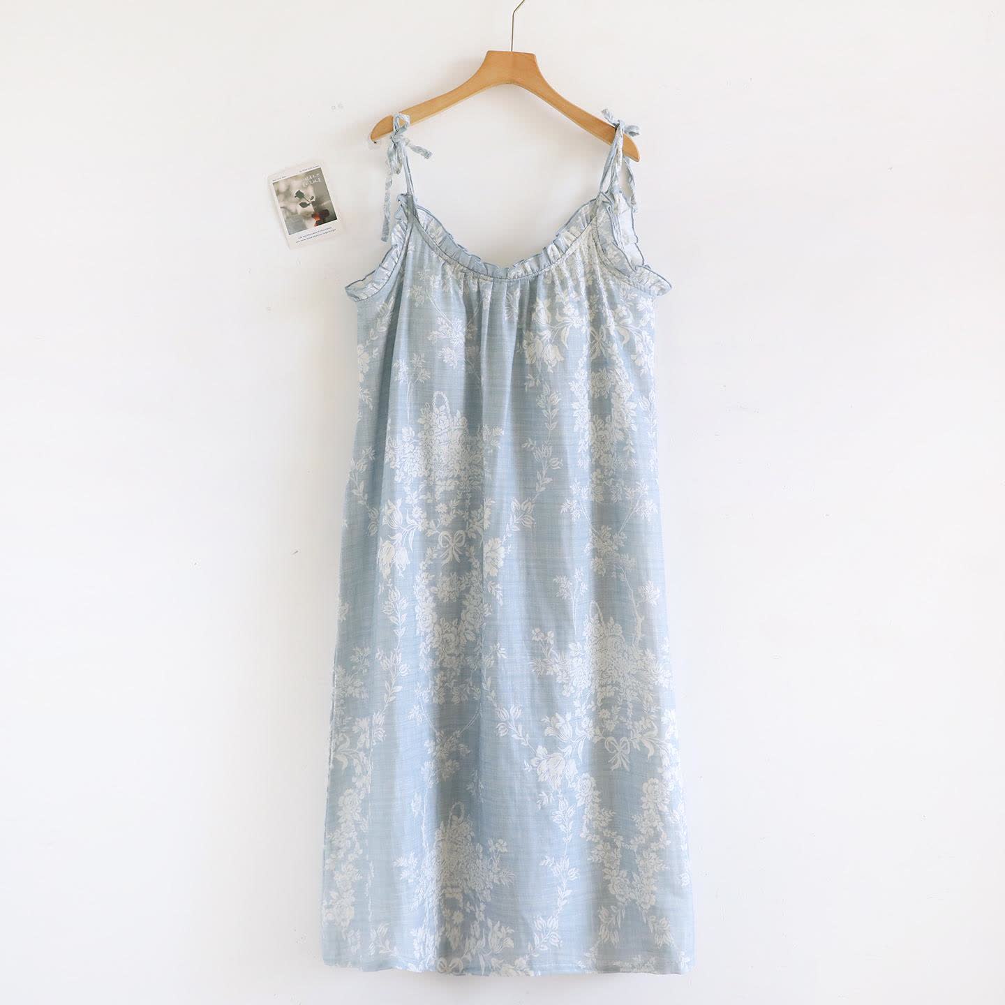 Rose Bow Cotton Padded Cami Nightdress - Blue - XL - image 2