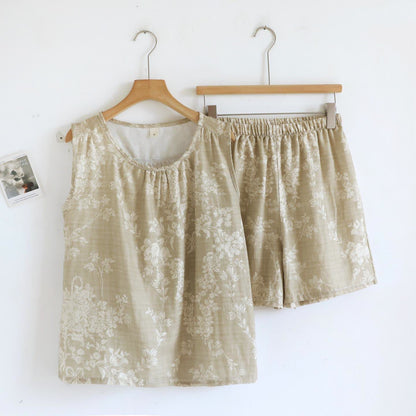 Rose Bow Cotton Tank Pajama Set - Khaki - XL - image 15