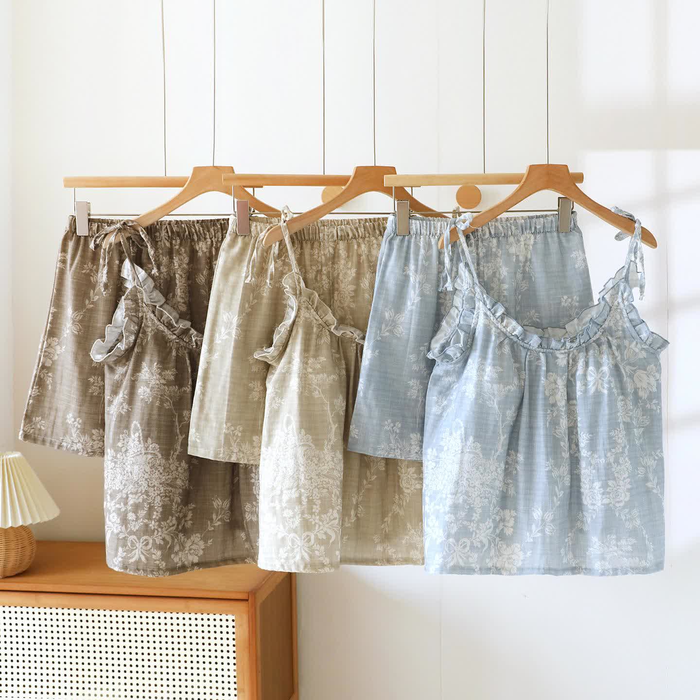 Rose Bow Cotton Padded Cami Pajamas - image 1