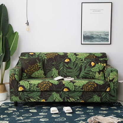 Leaf Print Stretch Sofa Slipcover - Pillowcases 18" x 18" - image 2