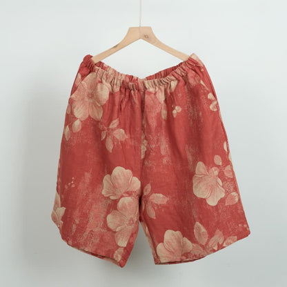 Ownkoti Hibiscus Jacquard Cotton Pajama Shorts - Orange - XL - image 0