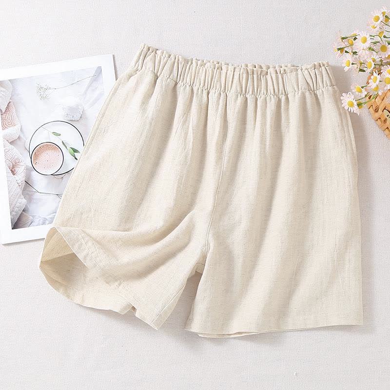 Natural Cotton Linen Pajama Shorts - White - XL - image 4