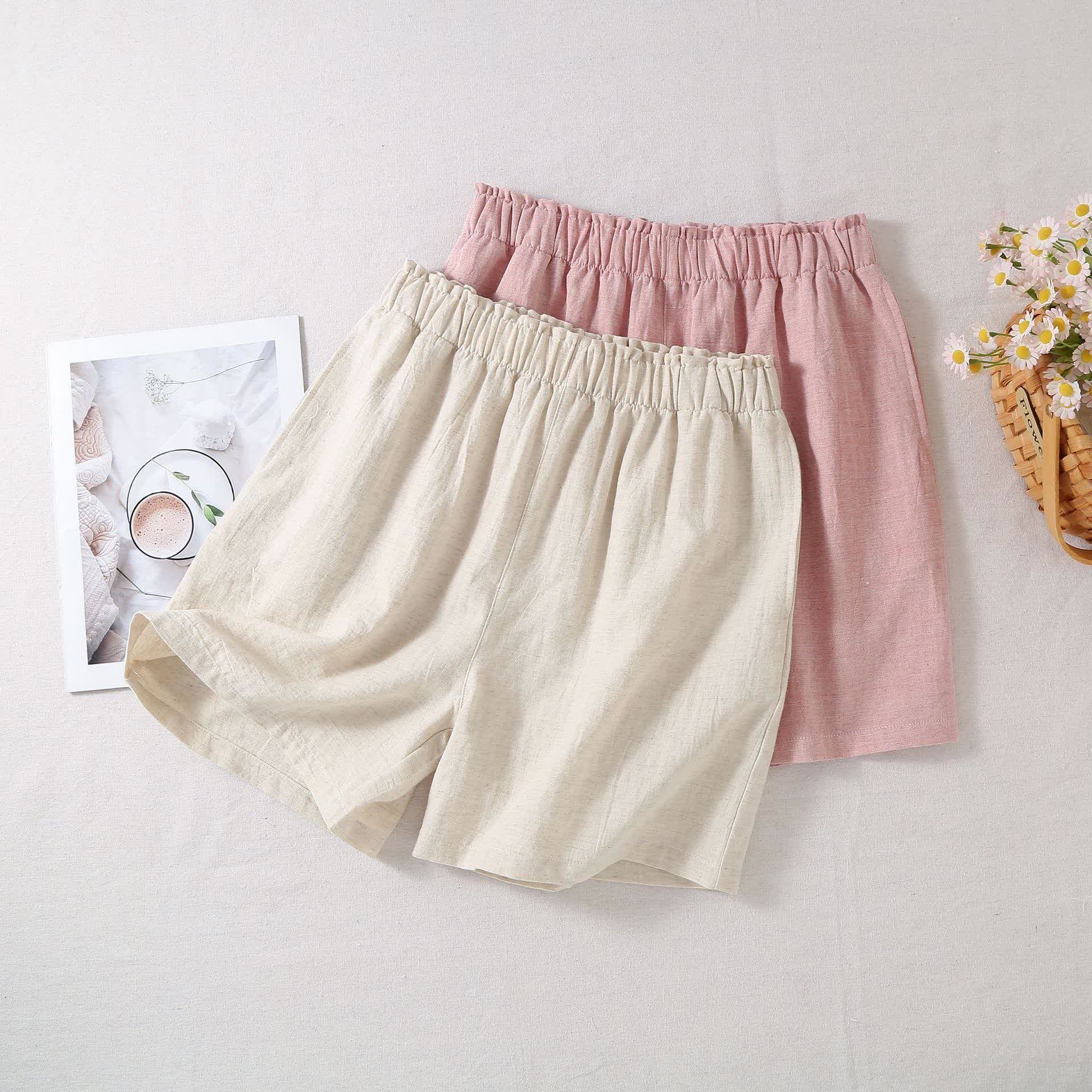 Natural Cotton Linen Pajama Shorts - image 1