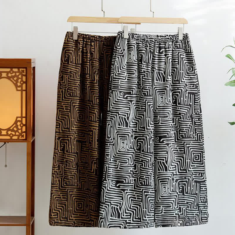 Greek Key Print Jacquard Lounge Pants - image 1