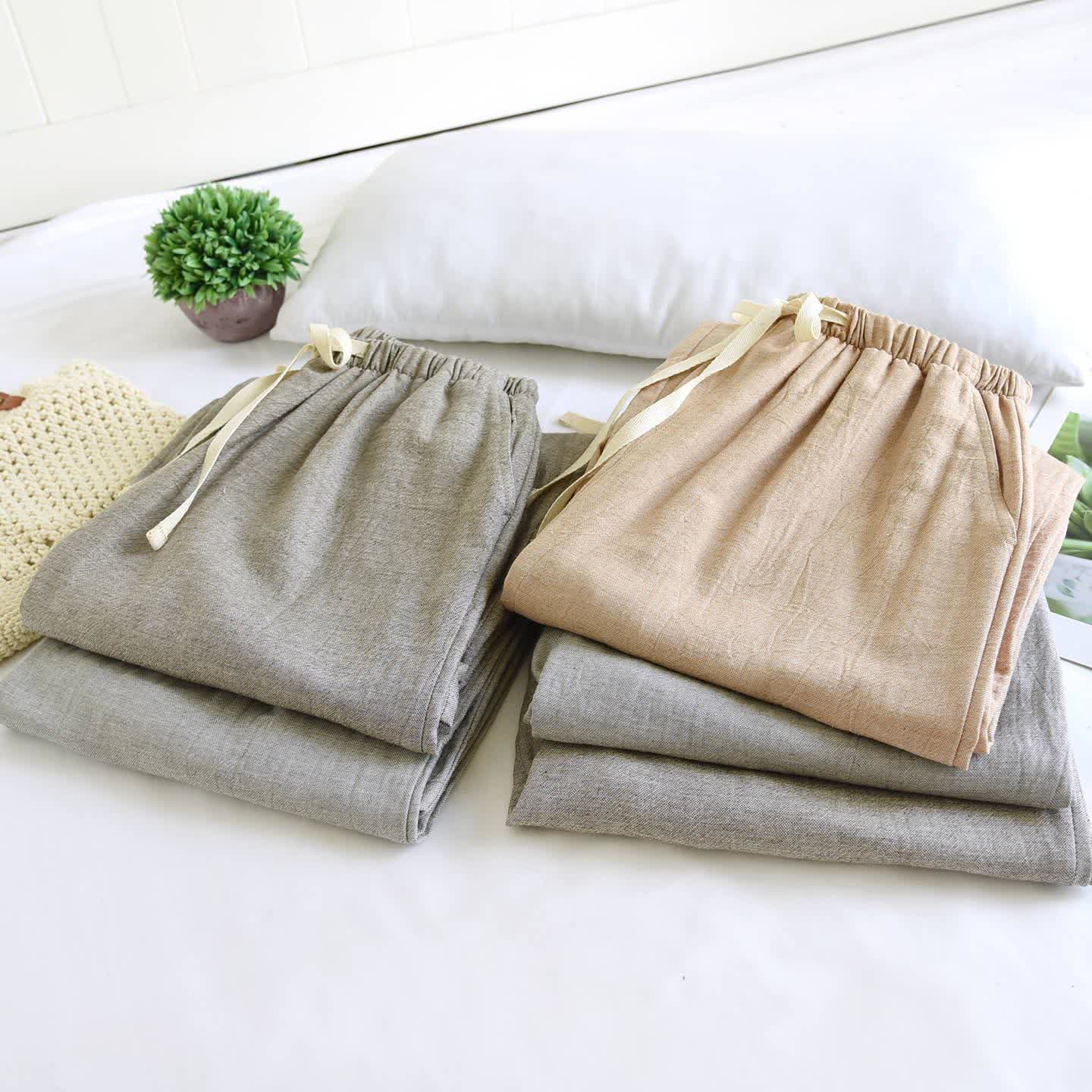 Couple Matching Cotton Linen Lounge Pants - image 2