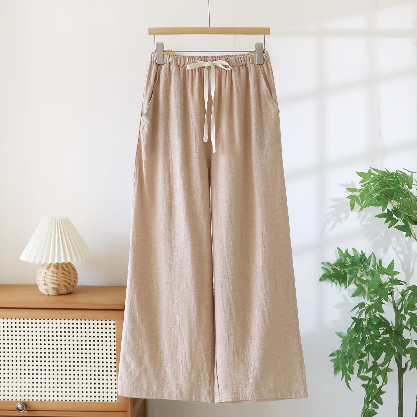 Couple Matching Cotton Linen Lounge Pants - Champagne - Women - XXL - image 4