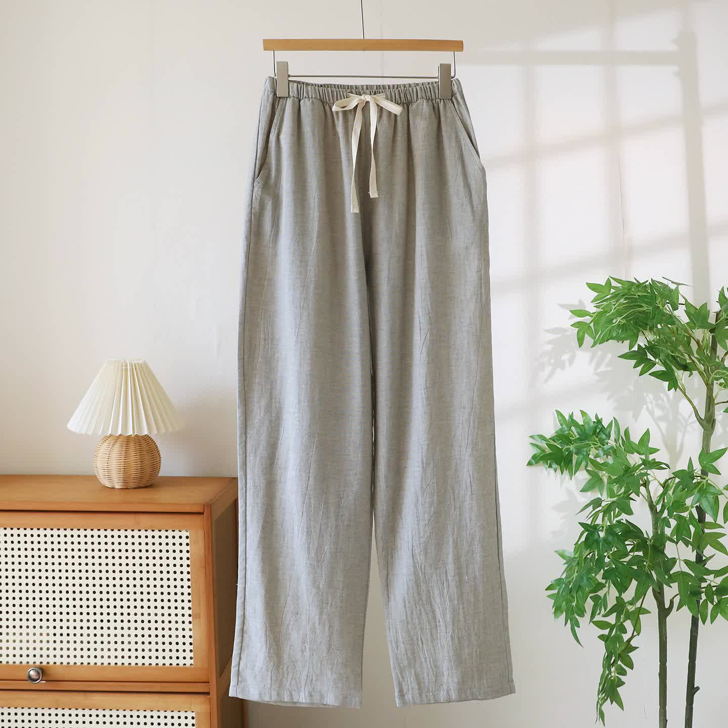 Couple Matching Cotton Linen Lounge Pants - Grey - Men - XXL - image 14