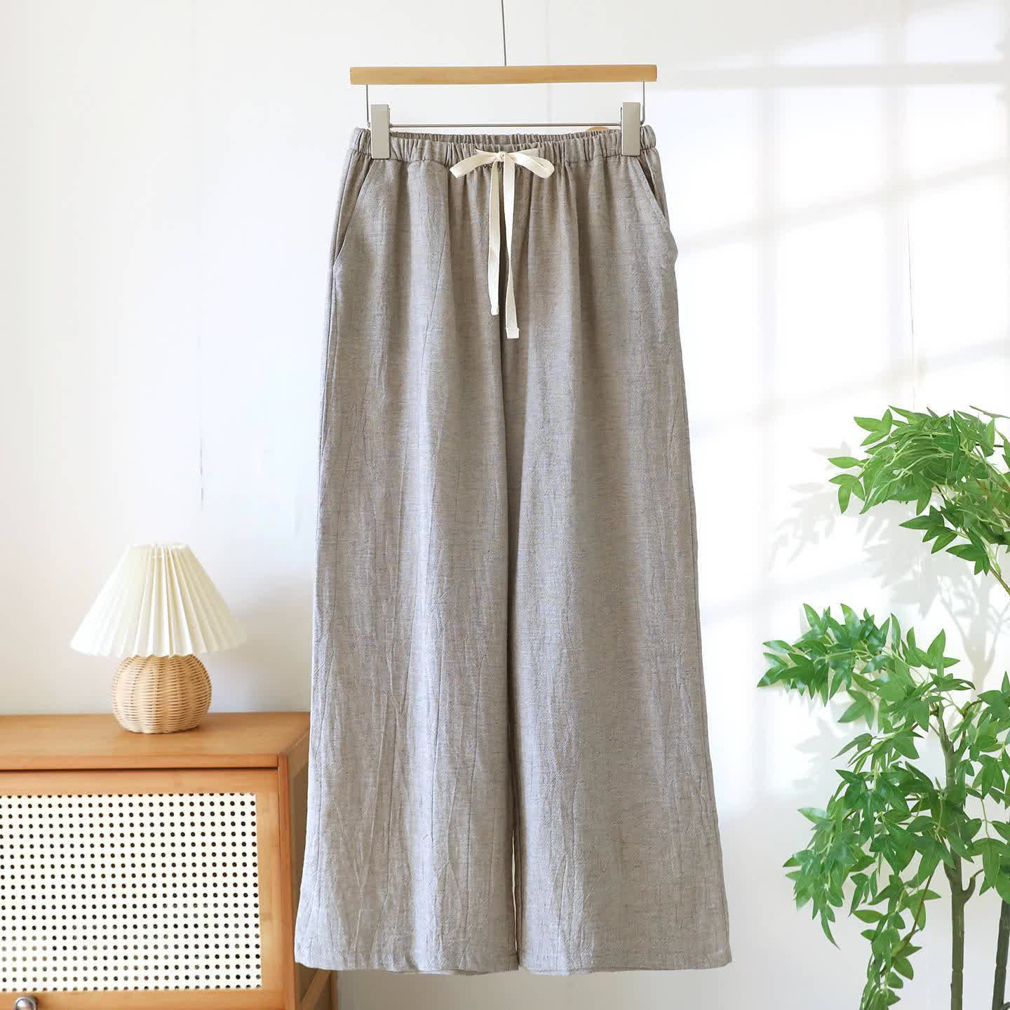 Couple Matching Cotton Linen Lounge Pants - Light Coffee - Women - XXL - image 15