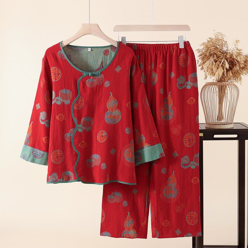 Ownkoti Oriental Style Gourd Persimmon Cotton Sleepwear - XL - image 0