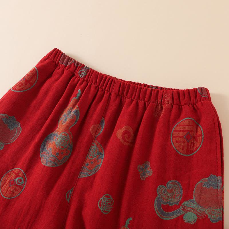 Ownkoti Oriental Style Gourd Persimmon Cotton Sleepwear - image 8