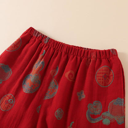 Ownkoti Oriental Style Gourd Persimmon Cotton Sleepwear - image 8