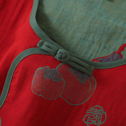 Ownkoti Oriental Style Gourd Persimmon Cotton Sleepwear - image 4