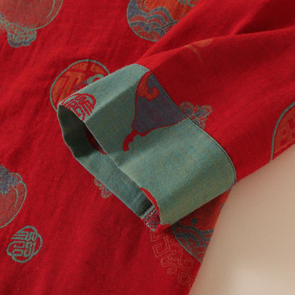 Ownkoti Oriental Style Gourd Persimmon Cotton Sleepwear - image 5