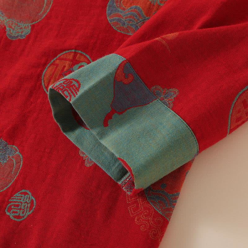 Ownkoti Oriental Style Gourd Persimmon Cotton Sleepwear - image 5