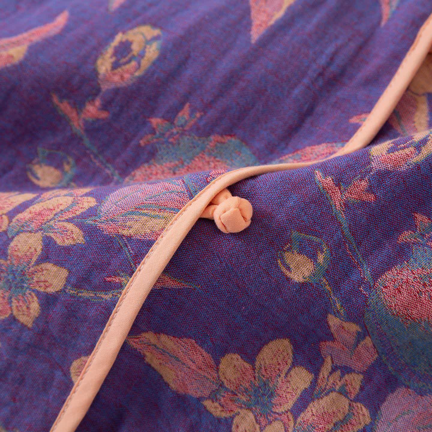 Ownkoti Oriental Style Peony Pomegranate Cotton Sleepwear - image 4