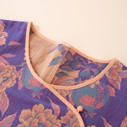 Ownkoti Oriental Style Peony Pomegranate Cotton Sleepwear - image 3