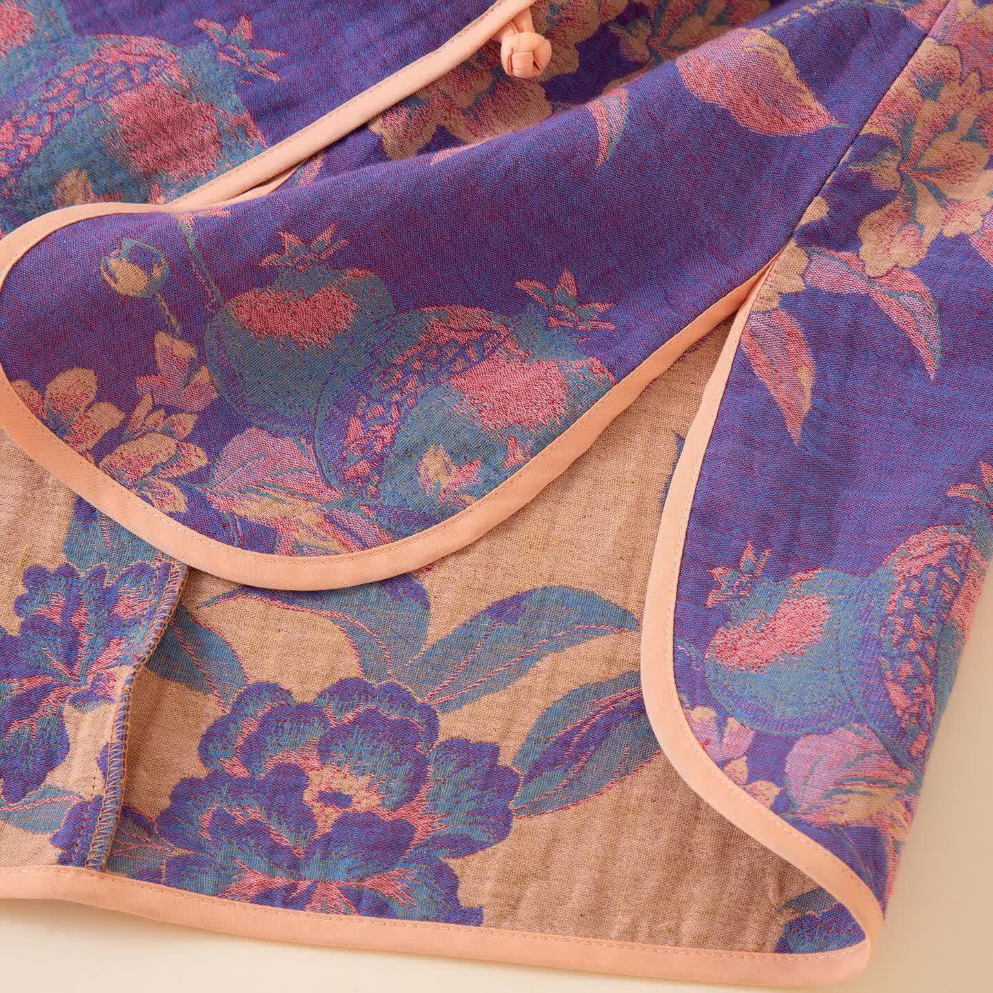 Ownkoti Oriental Style Peony Pomegranate Cotton Sleepwear - image 7