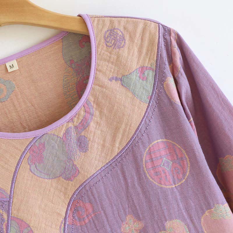 Gourd Pure Cotton Gauze Loose Nightdress - image 5