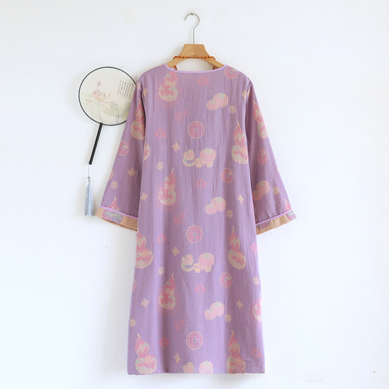 Gourd Pure Cotton Gauze Loose Nightdress - image 2