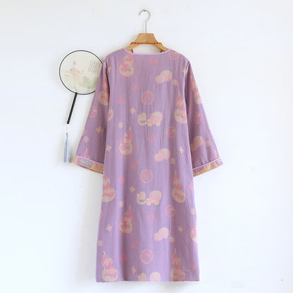 Gourd Pure Cotton Gauze Loose Nightdress - image 2