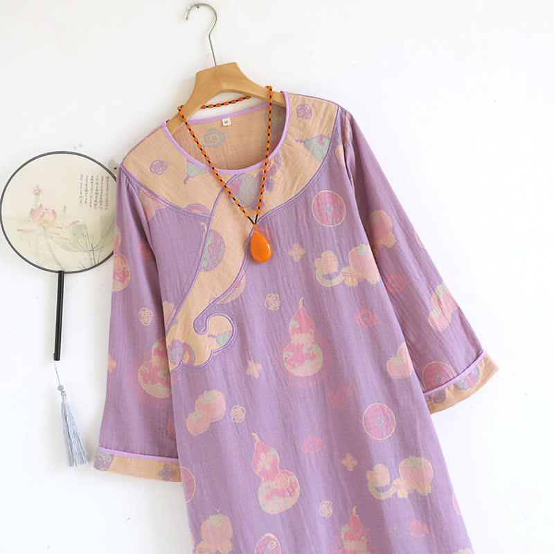 Gourd Pure Cotton Gauze Loose Nightdress - image 3