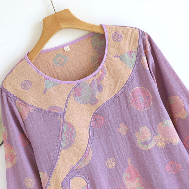 Gourd Pure Cotton Gauze Loose Nightdress - image 4