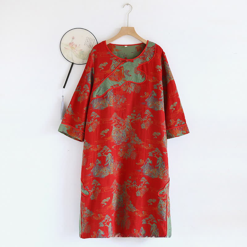 Landscape Pure Cotton Gauze Loose Nightdress - XL - image 1