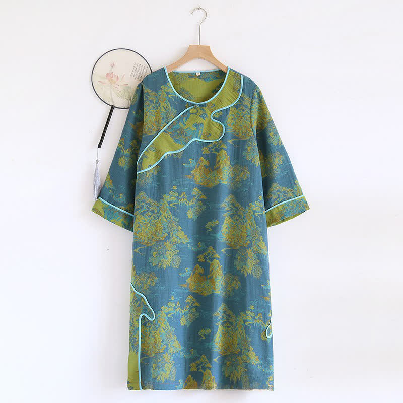 Tree Pure Cotton Gauze Loose Nightdress - XL - image 1